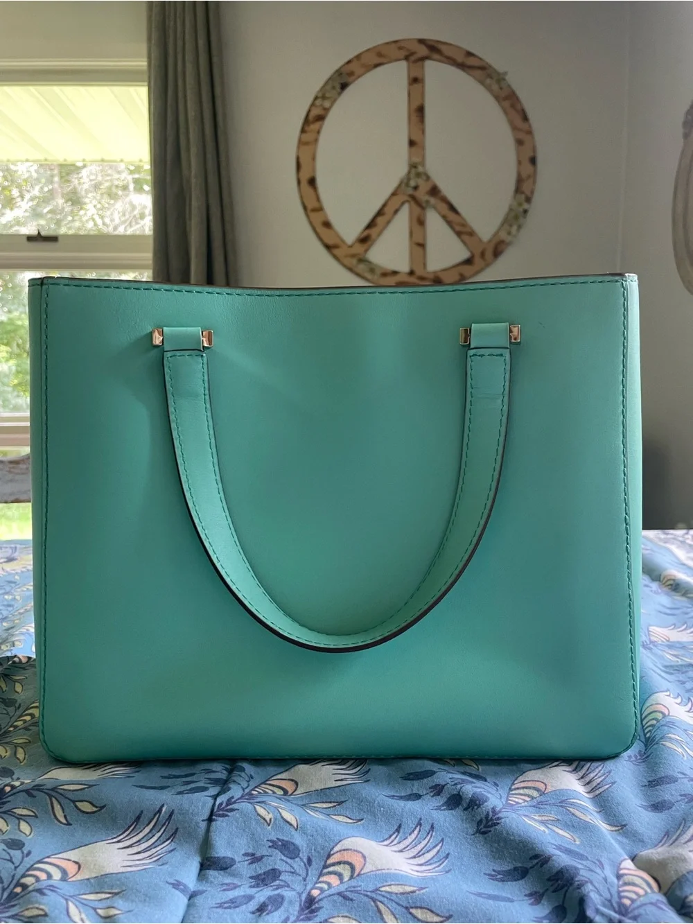 Kate Spade Y2K Turquoise Bow Bottom Leather Vintage Shoulder Bag